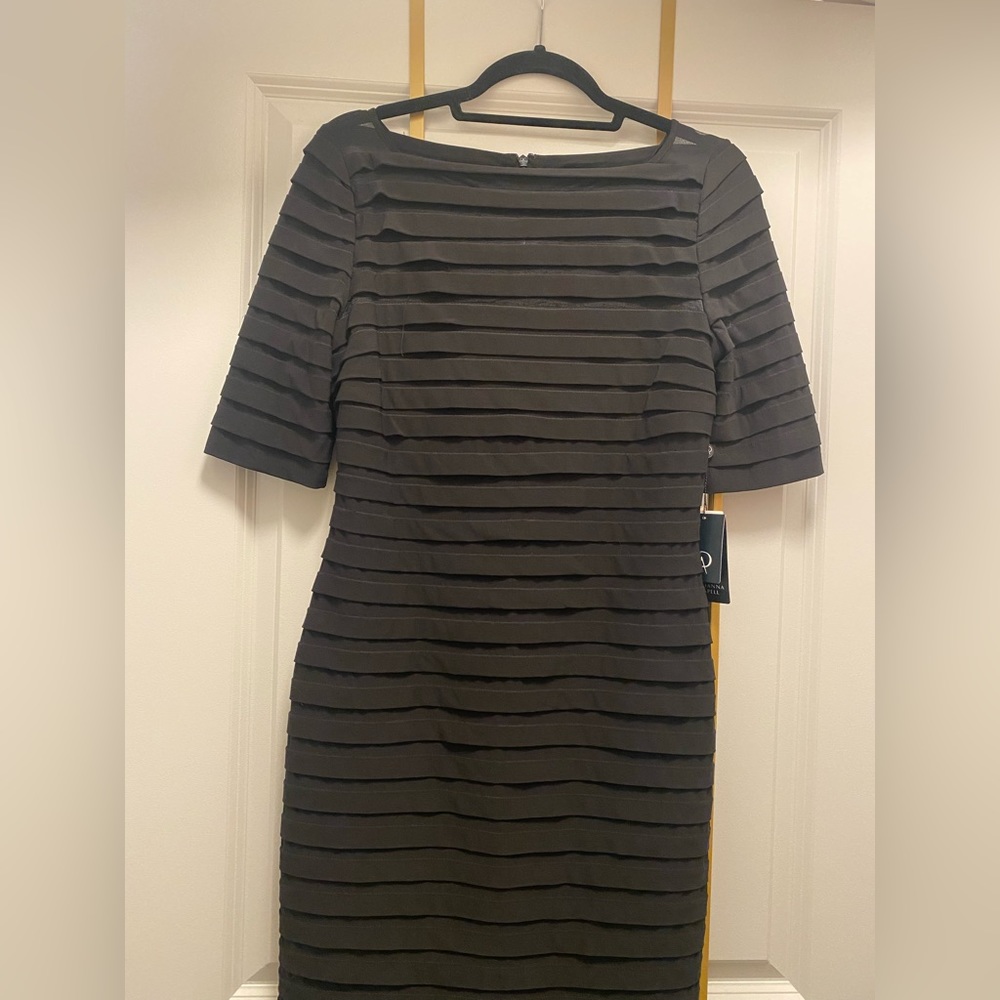 Adrianna Papell Partial Tuck black dress